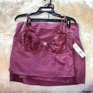 No Boundaries Woven Pinstripe Bustier Top and Mini Skirt Set, 2-Piece, Women's